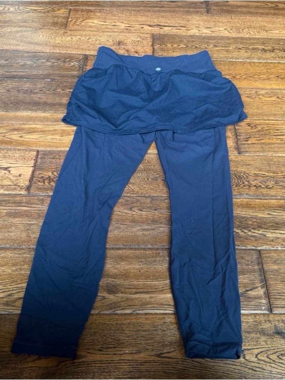 Athleta Navy Blue Leggings with Skirted Overlay